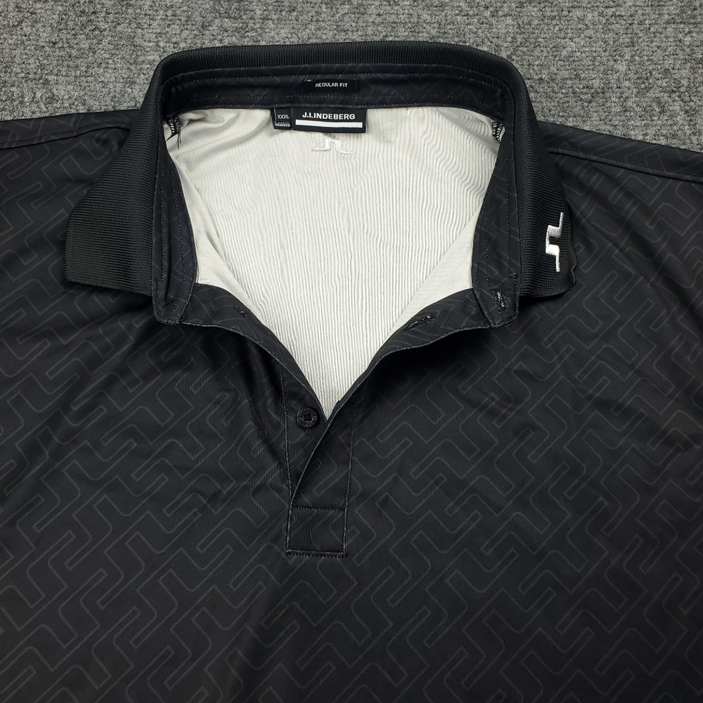 J Lindeberg Tour Tech Polo Shirt Mens 3XL Golf Logo Print Regular Fit Black - Picture 5 of 11